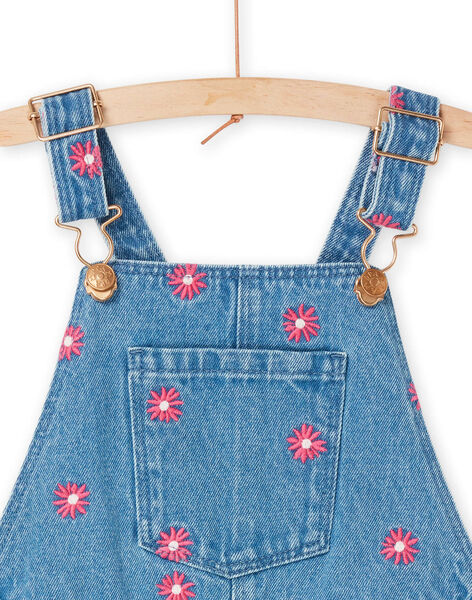 Salopette in jeans blu con ricami a fiori RAMAGSAC / 23S901T1SACP272