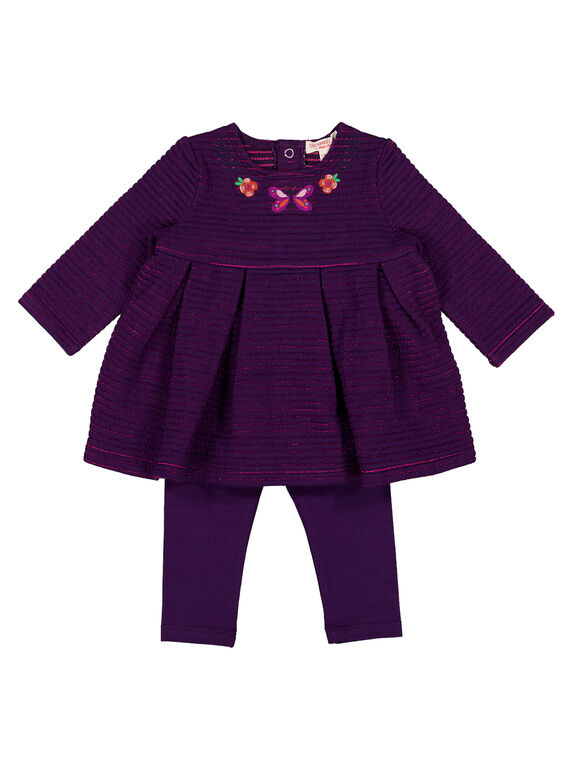 Completo abito e leggings viola neonata GIVIOENS / 19WG09R1ENS708