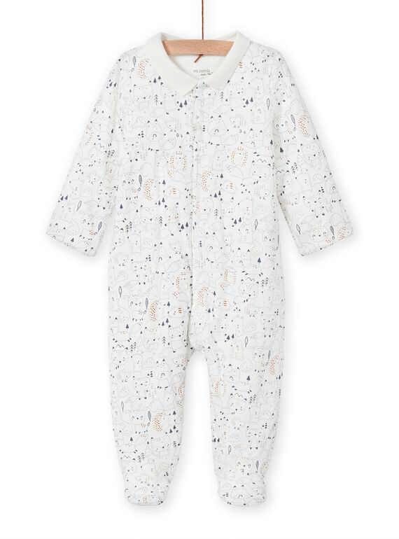 Tutina ecrù con collo con stampa fantasia nascita unisex MOU1GRE3 / 21WF0441GRE001