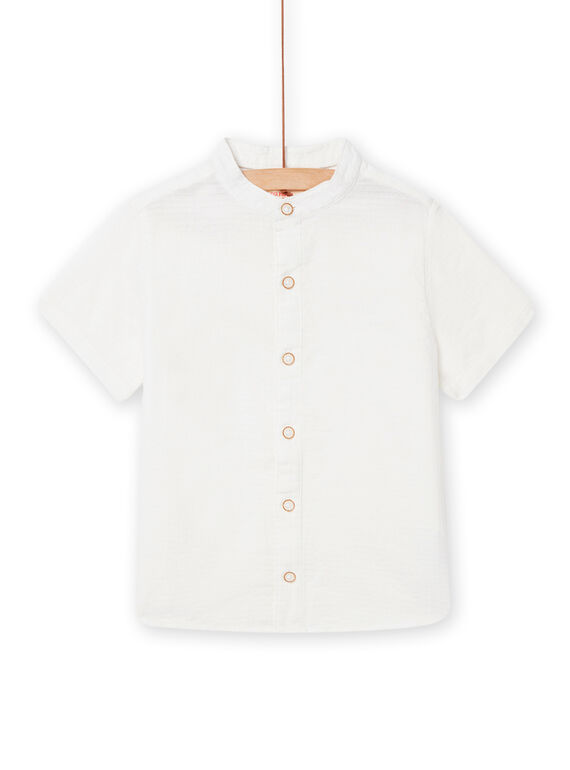 Camicia ecrù con collo alla coreana maniche corte bambino NOSOSHIRT / 22S902Q1CHM000