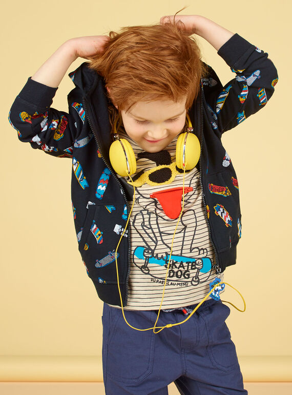 Felpa con cappuccio nero stampa skateboard - Bambino LOPOEGIL / 21S902Y1GIL090