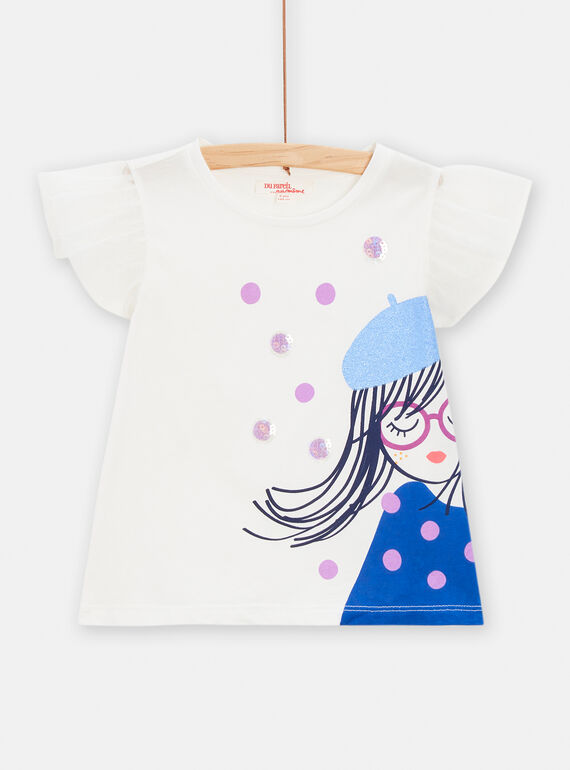 T-shirt bianca con motivo Parigina bambina TAPATI / 24S90121TMC001