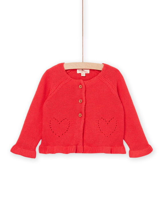 Cardigan rosso con motivi cuori traforati RINAUCAR / 23SG09N1CAR505