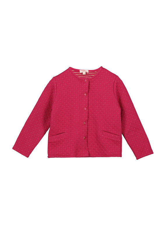 Cardigan rosa matelassé bambina FAJOCAR2 / 19S901Y2D3C304