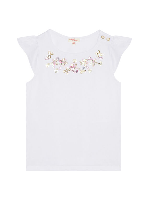 T-shirt maniche corte con perline effetto bijoux JABOTI2 / 20S901H3TMC000