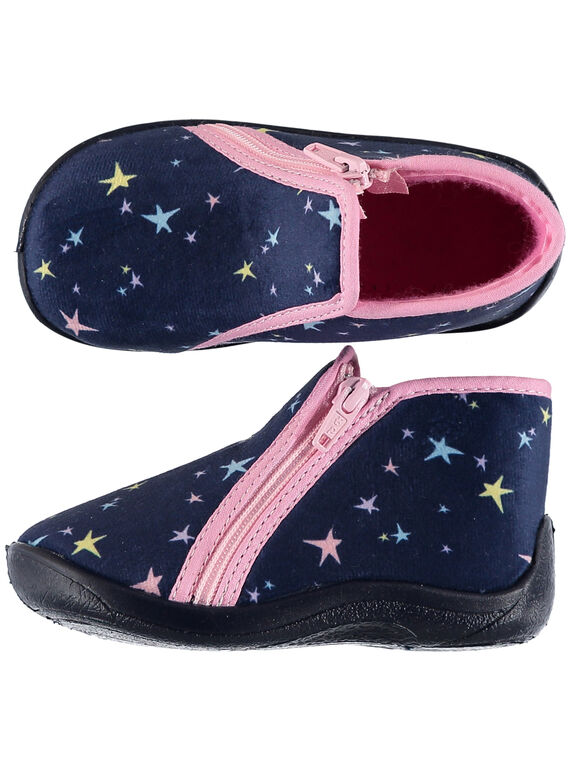 Babbucce stelle velluto blu made in France neonata GBFBOTSTAR / 19WK37Z6D0A070