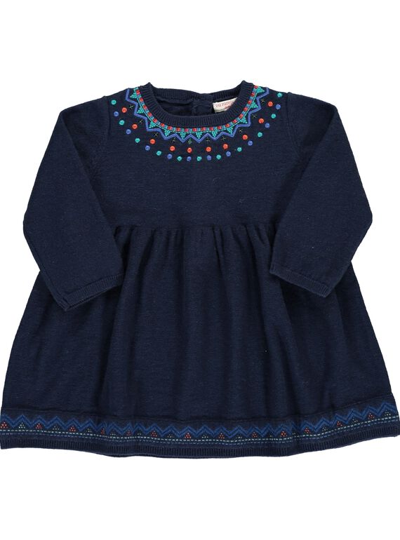 Baby girls' long-sleeved dress DIBLEROB3 / 18WG0993ROBC205
