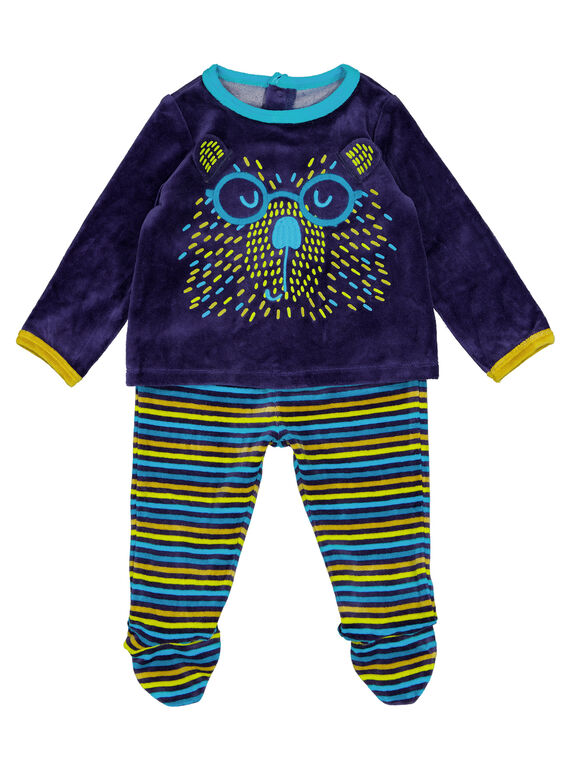 Pigiama navy con parte inferiore a righe in velluto neonato GEGAPYJANI / 19WH14N1PYJ713