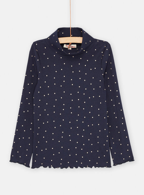 Dolcevita navy con stampa a pois bambina SAJOSOUP3 / 23W901NBSPL070