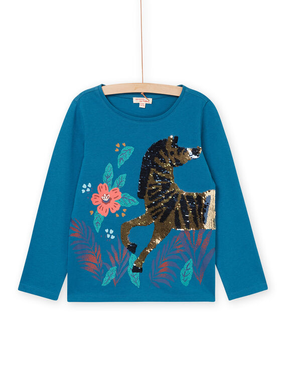 T-shirt blu con paillettes double face PAMENTEE3 / 22W901U1TML215