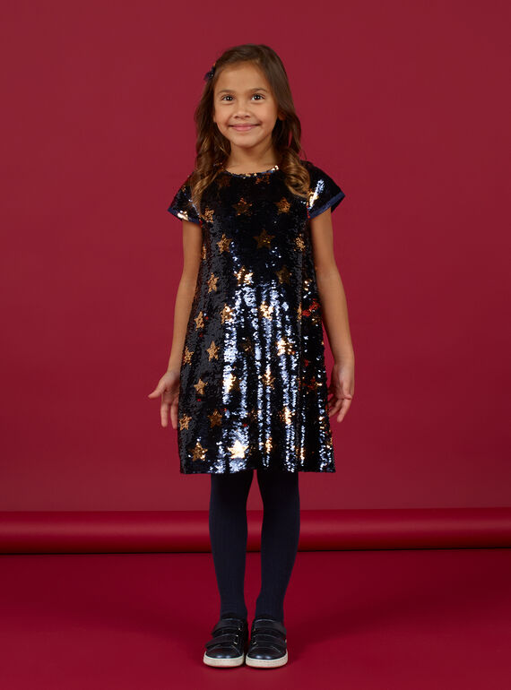 Abito motivi stelle con paillettes double face bambina MANOROB3 / 21W901Q3ROB070
