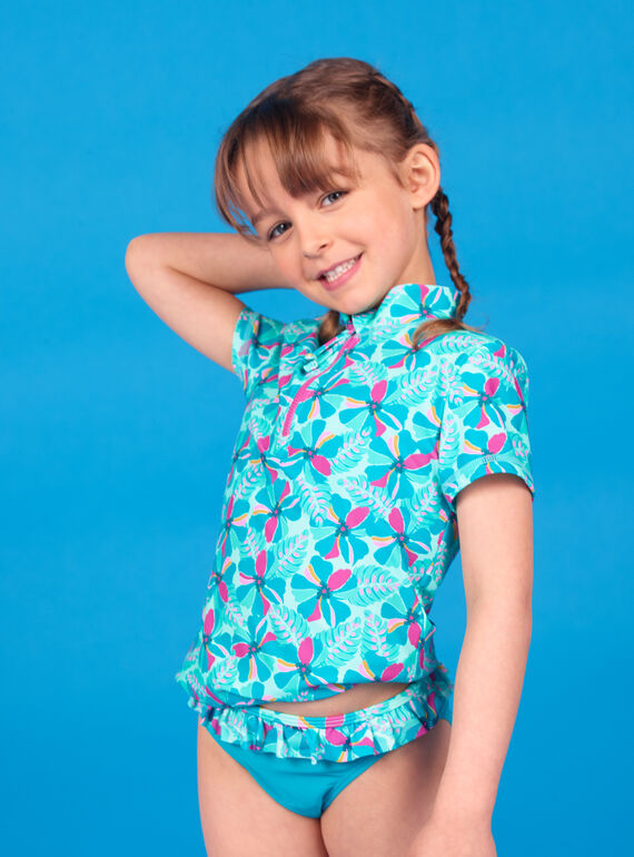 T-shirt anti-UV turchese bambina LYAMERLUV / 21SI01D1TUVG621