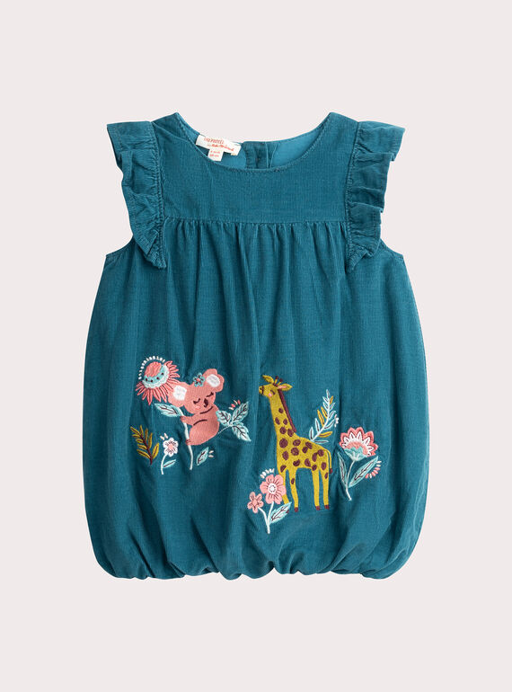 Abito turchese scuro in velluto per bambina VIKLIROB2 / 24WG0941ROBC217