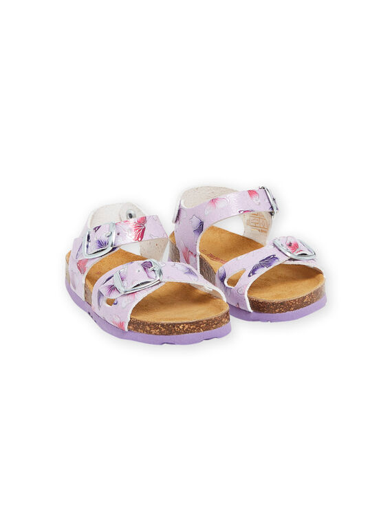 Sandali malva in pelle con stampa farfalle RINUPAPIL / 23KK3761SLB328