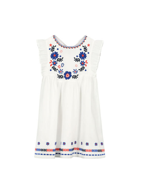 Abito bianco ricamato bambina FATOROB3 / 19S901L3ROB000