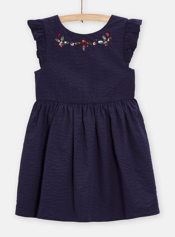Abito blu scuro con paillettes e scollo sul retro bambina TACLUROB3 / 24S901O2ROBC211