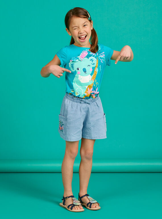 Shorts in jeans azzurri bambina LAVERSHORT1 / 21S901Q1SHOP272
