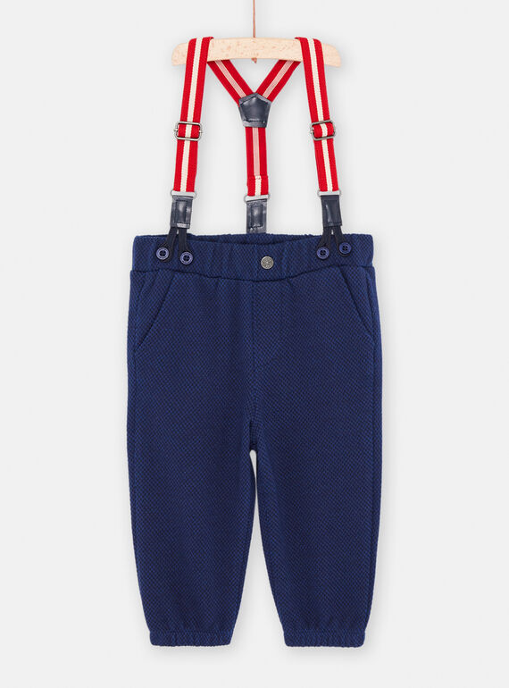Pantaloni blu notte caldi con bretelle neonato SUWAYPAN / 23WG10S1PAN705
