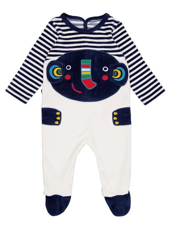 Tutina a righe navy ed ecrù in velluto neonato GEGAGREFAN / 19WH14N2GRE070