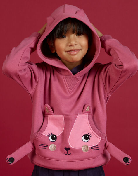 felpa con cappuccio motivo gatto bambina maglia felpa cardigan enfant dpam