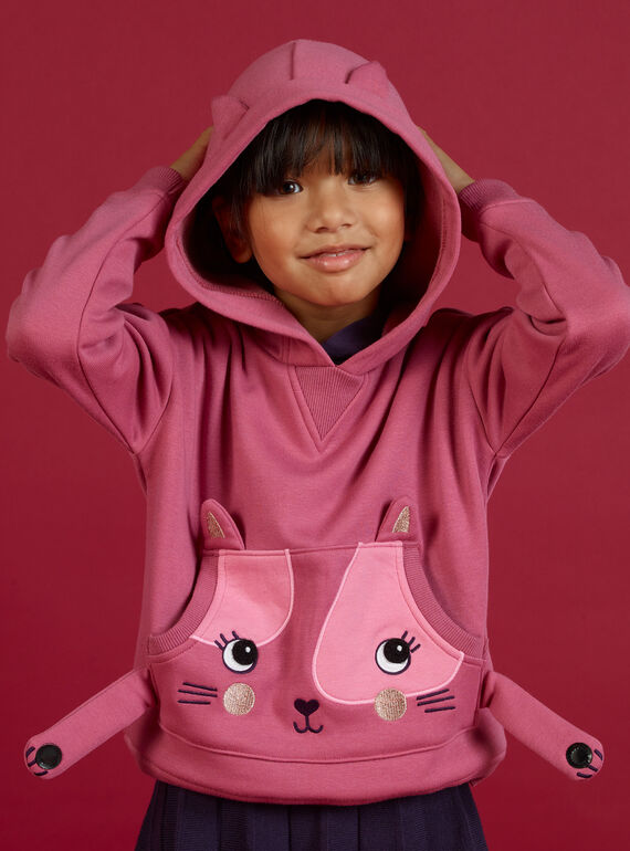 Felpa con cappuccio motivo gatto bambina MAFUNSWEA / 21W901M1SWEH700