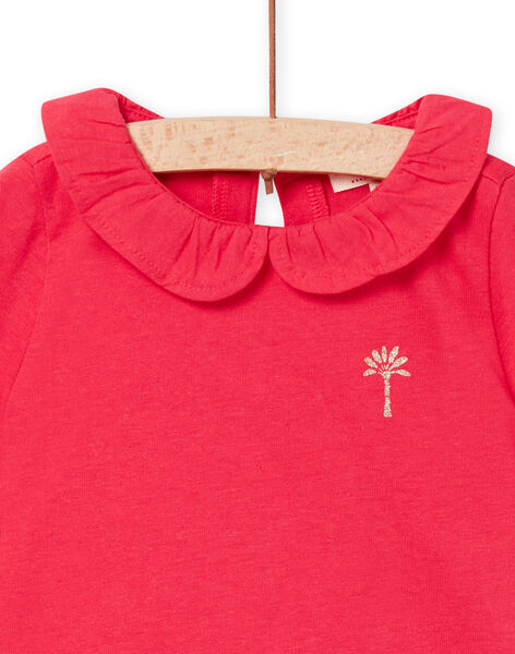 T-shirt colletto Peter Pan rosa lampone neonata NIJOBRA7 / 22SG09C3BRA308