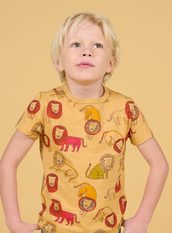 T-shirt marrone con stampa leone bambino NOFLATI3 / 22S902R5TMCI820