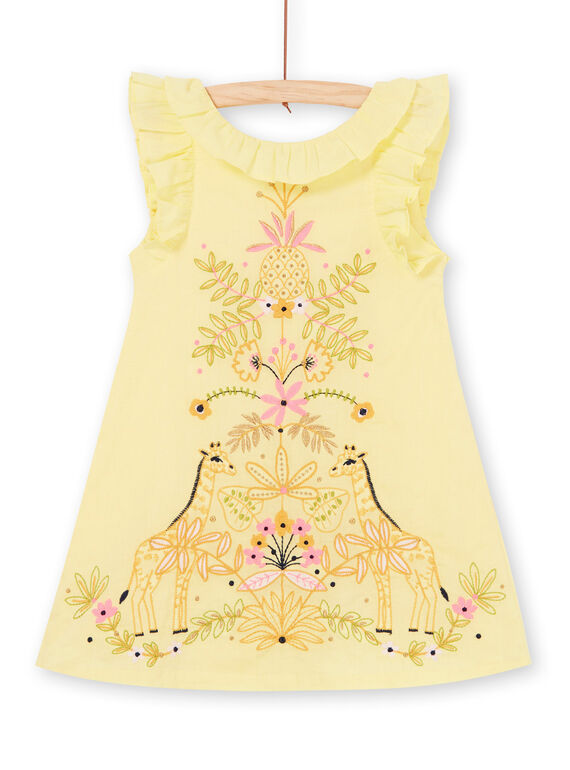 Abito giallo con ricamo giraffe e foglie LAJAUROB4 / 21S901O3ROB116