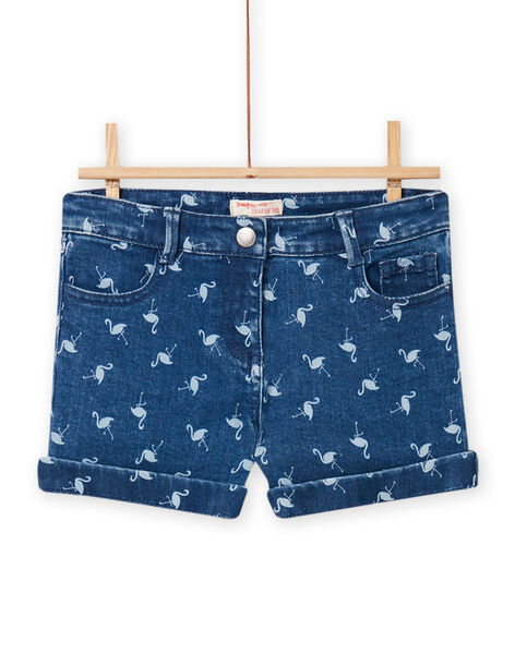 Shorts denim brut con stampa fenicottero rosa bambina NAJOSHORT3 / 22S90162SHOP271
