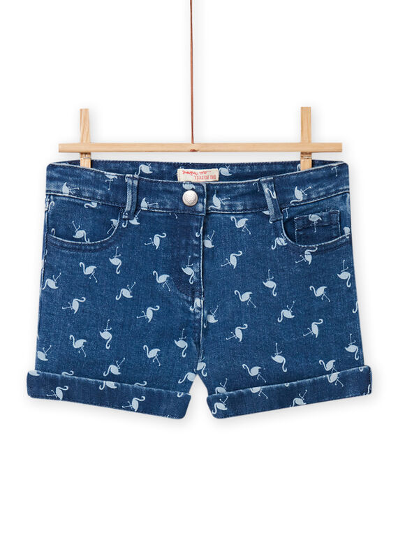 Shorts denim brut con stampa fenicottero rosa bambina NAJOSHORT3 / 22S90162SHOP271