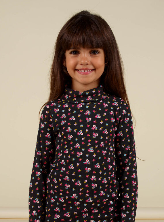 Dolcevita in jersey con stampa a fiori bambina MAHISOUP / 21W901U1SPLJ905