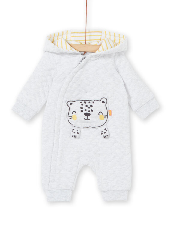 Tuta grigio melange con tasca leopardo 3D neonato unisex LOU1COM / 21SF05H1CBLJ920