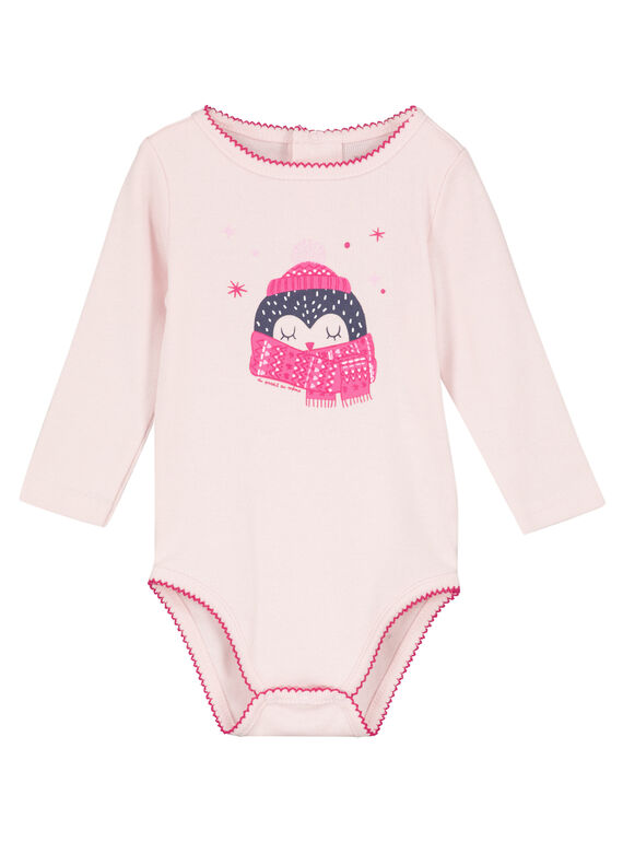 Body maniche lunghe rosa in tessuto a costine neonata GEFIBODPIN / 19WH13N2BDL307