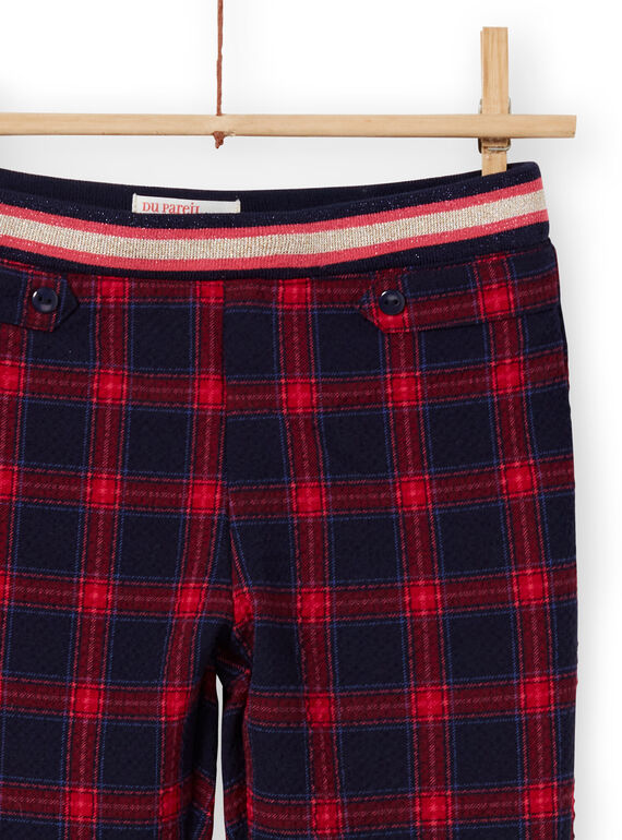 Pantalon milano blu notte e rossi con stampa tartan bambina MAMIXPANT / 21W901J1PANC205