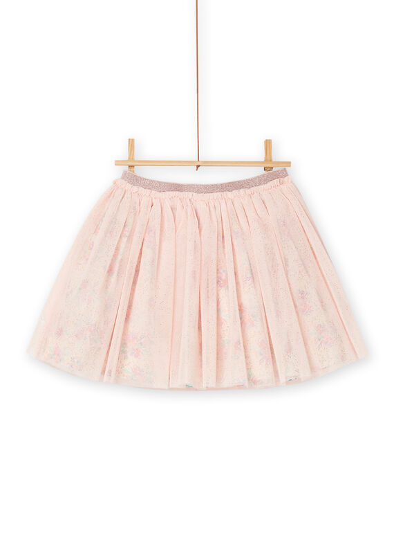 Gonna rosa in tulle con stampa a fiori RABUJUP / 23S90141JUP001