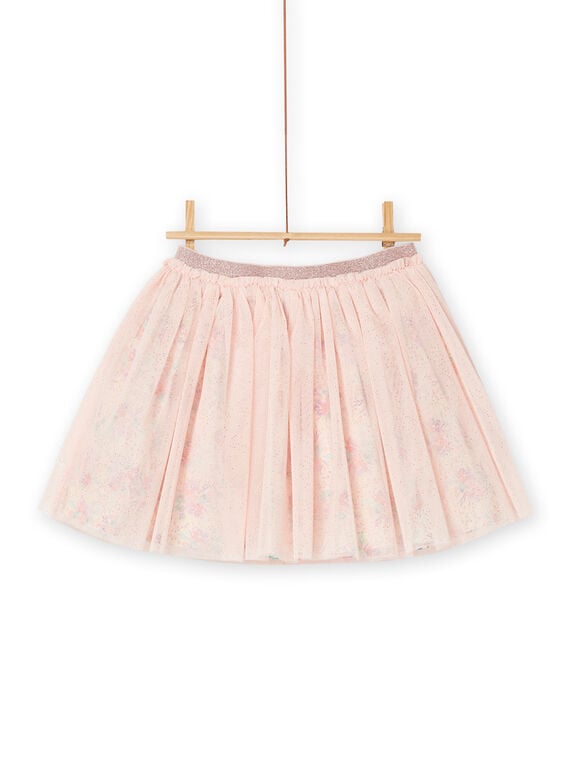 Gonna rosa in tulle con stampa a fiori RABUJUP / 23S90141JUP001