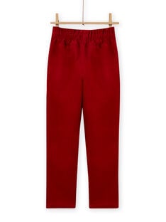 Pantaloni stile paperbag in velluto a costine rossi bambina MAFUNPANT2 / 21W901M1PANF504