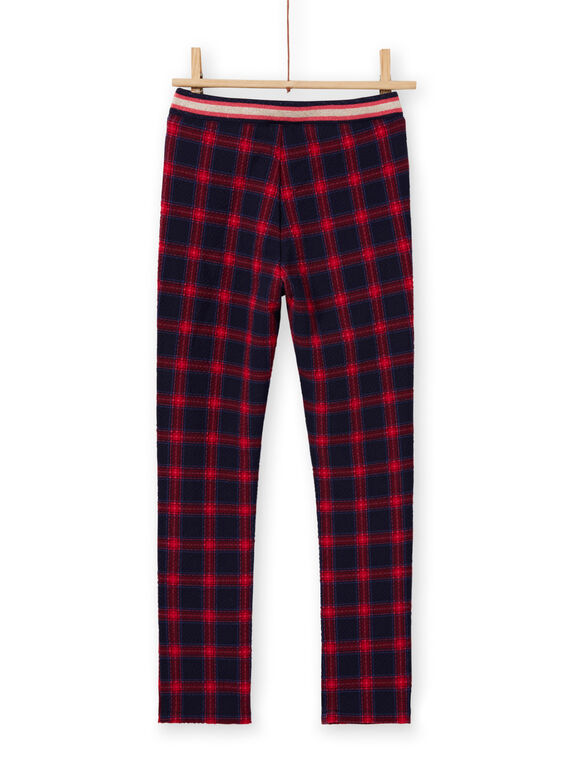 Pantalon milano blu notte e rossi con stampa tartan bambina MAMIXPANT / 21W901J1PANC205