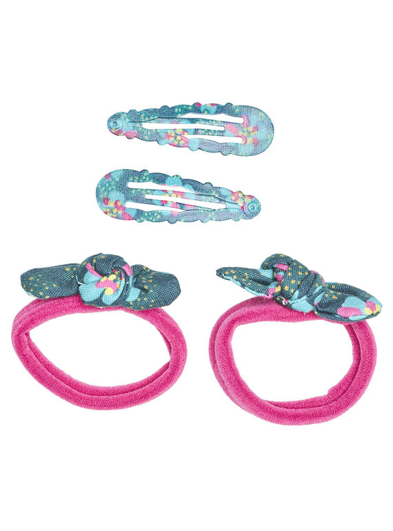 Set 2 elastici con fiocchi e motivo sull’elastico & set 2 fermagli con motivi GYATUCLIC2 / 19WI01O6BRTD320