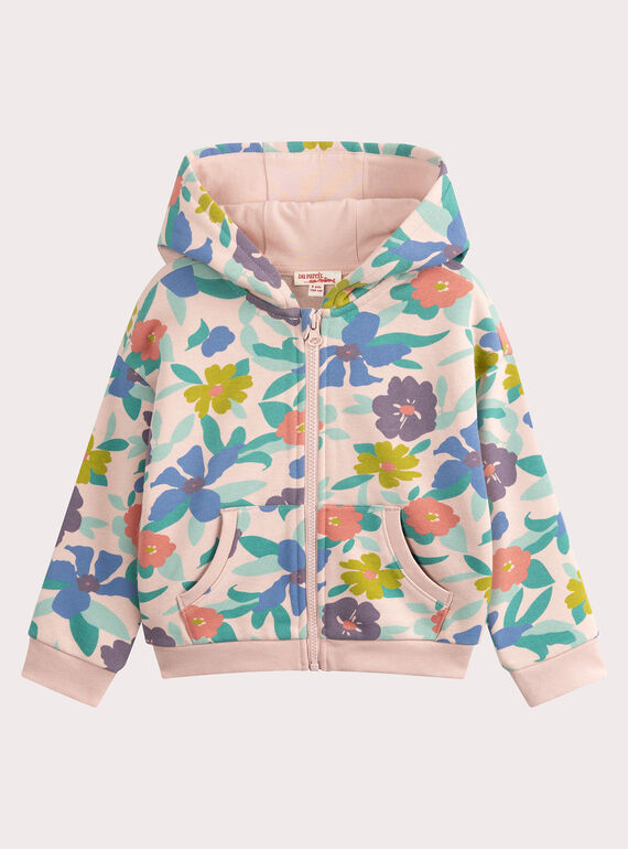 Maglia da jogging rosa con stampa floreale per bambina VAJOHAUJOG1 / 24W901G3JGHD329