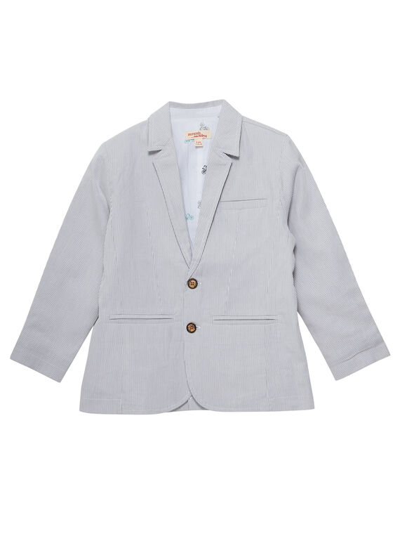 Giacca da cerimonia bambino a righe sottili grigie JOPOEVES / 20S902G1VES940