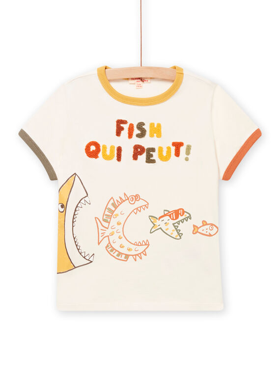 T-shirt beige con motivo pesci bambino NOVITI / 22S902M1TMC007
