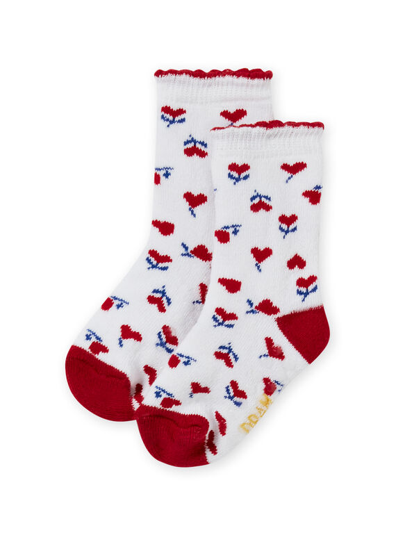 Calze ecrù e rosse con stampa cuore neonata MYIMIXSOQB / 21WI09J1SOQ001