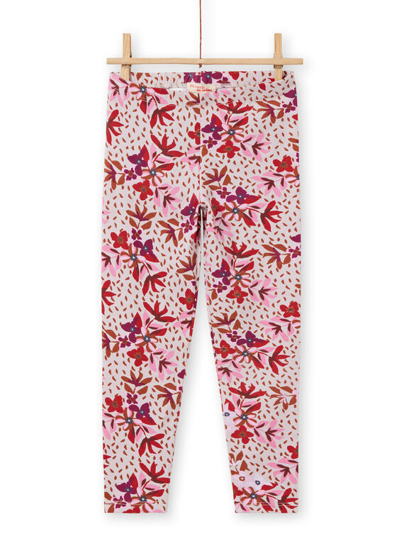 Leggings rosa con stampa a fiori bambina MYACOMLEG / 21WI01L1CALD329