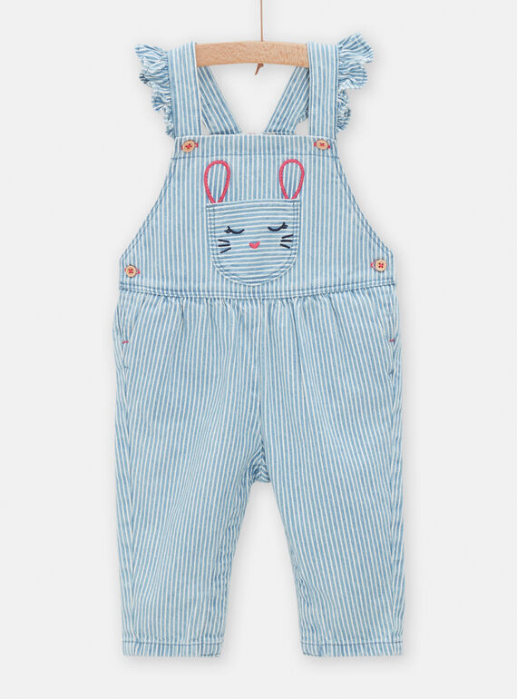Salopette neonata denim medio e bianco con stampa a righe TIDESAL / 24SG09J1CBLP274