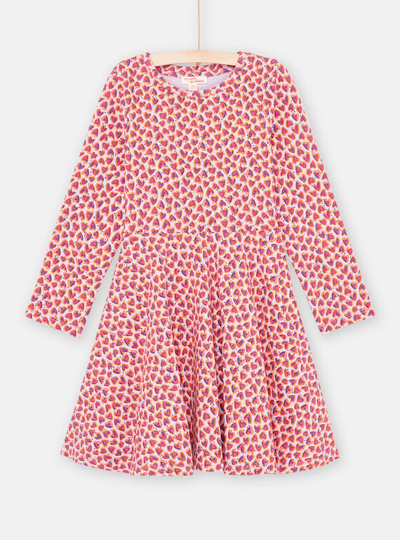 Abito malva e rosa con stampa cuore bambina SAJOROB2 / 23W901G3ROB328