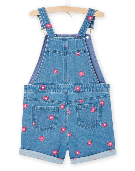 Salopette in jeans blu con ricami a fiori RAMAGSAC / 23S901T1SACP272