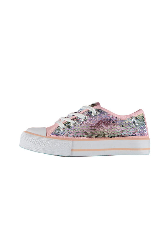 Scarpe da tennis tela paillettes bambina FFTENSEQU / 19SK35C2D16030