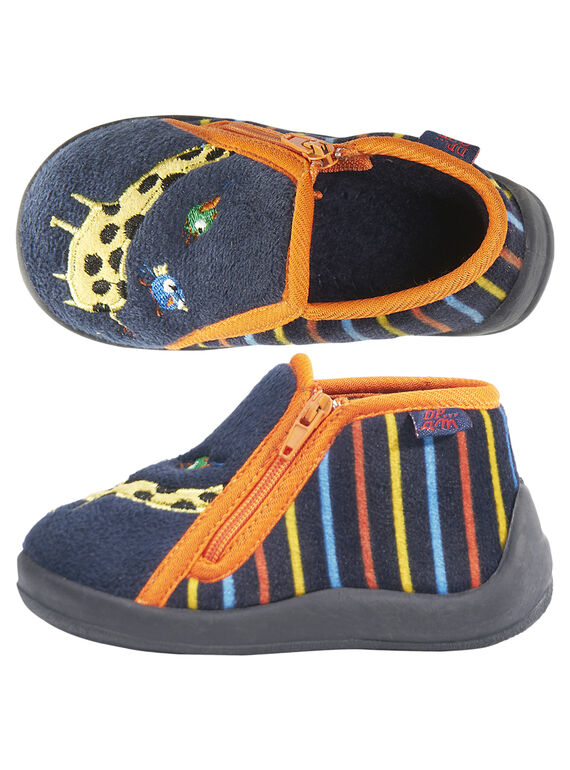 Babbucce velluto blu a righe neonato GBGBOTGIR / 19WK38Z4D0A070