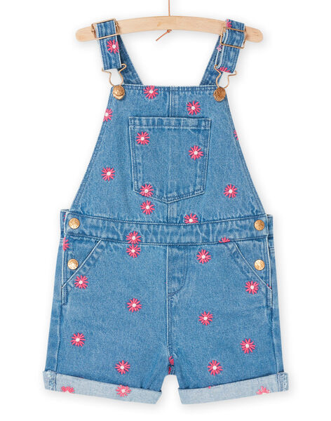 Salopette in jeans blu con ricami a fiori RAMAGSAC / 23S901T1SACP272